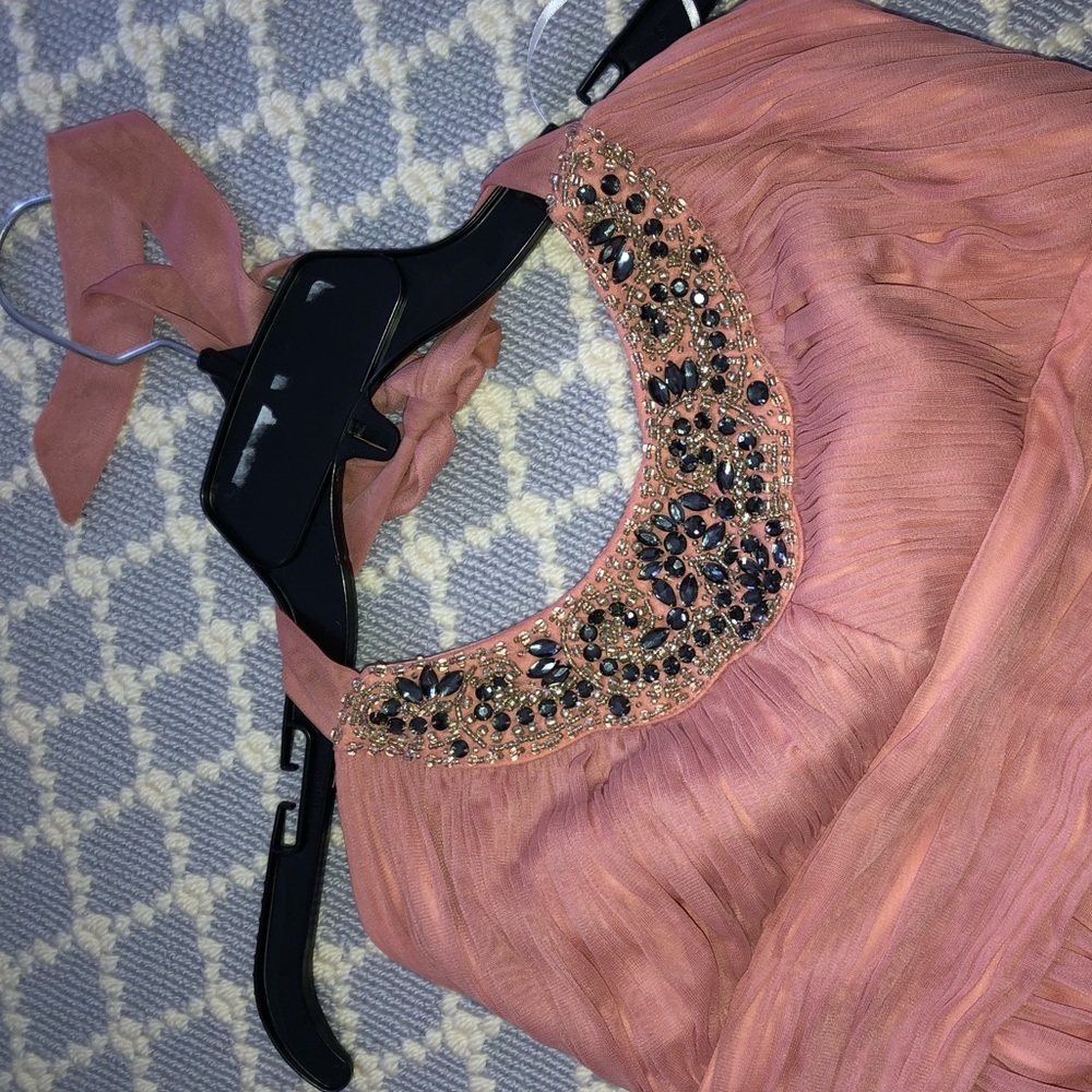 Blush/pink halter prom/bridesmaid dress